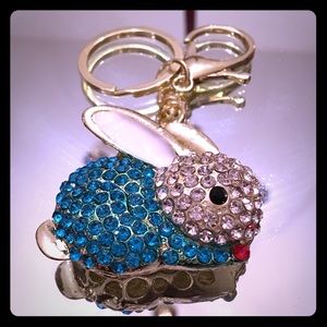 Rhinestone Crystal Blue Bunny Pendant
